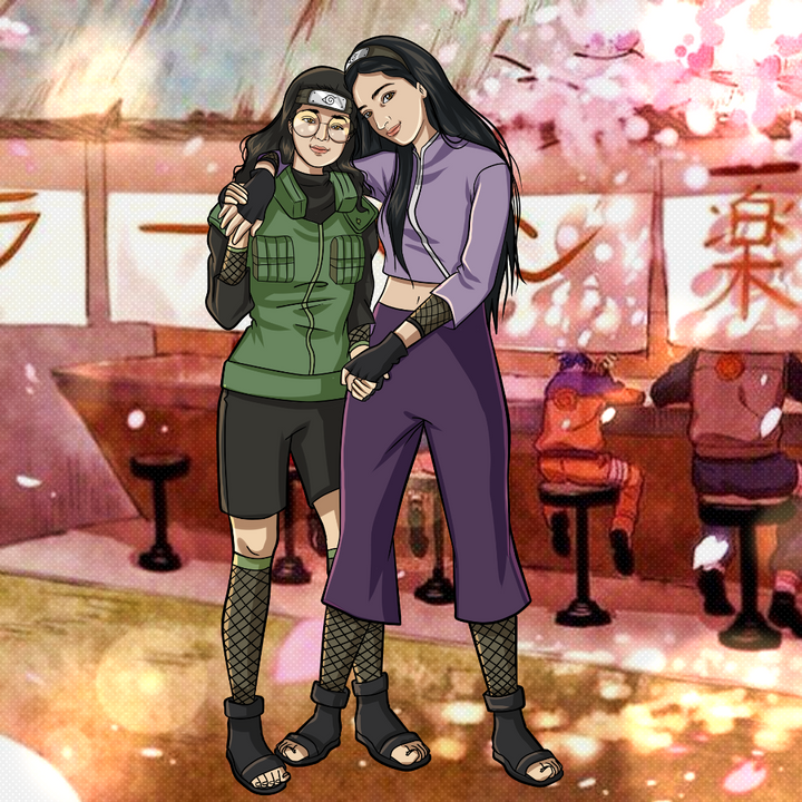 THE NINJA SISTERS - NARUTO CUSTOM DRAWING , Haruno Sakura, Hinata, naruto, Naruto Custom Drawing, product:turn-me-ninja