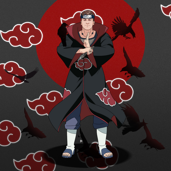 THE CLOUD AND THE CROWS - UCHIHA ITACHI CUSTOM PORTRAIT , Itachi, Itachi Custom Drawing, Itachi Uchiha, naruto, Naruto Custom Anime Portrait, Naruto Custom Drawing, product:turn-me-ninja