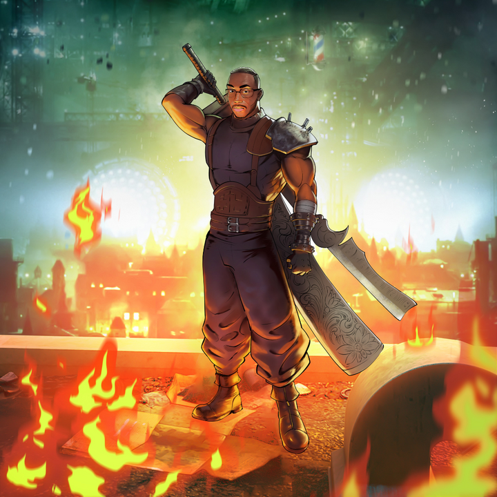 A NEW HERO WITH A GREATSWORD - FINAL FANTASY CUSTOM ARTWORK , Cloud Strife, Final Fantasy, Final Fantasy Custom Drawing, product:turn-me-other-gold