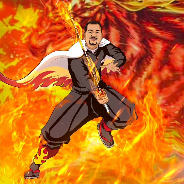 THE BURNING HEART IN THE SWORD - DEMON SLAYER CUSTOM DRAWING , Demon Slayer, Demon Slayer Custom Drawing, product:turn-me-demon-slayer, Rengoku Kyojuro