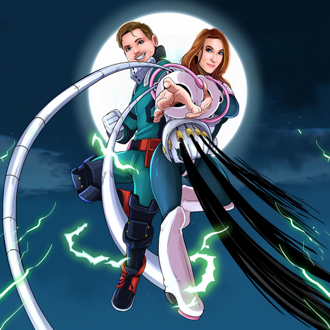 THE POWER OF LOVE - MY HERO ACADEMIA COUPLE CUSTOM DRAWING , Deku, My Hero Academia, My Hero Academia Couple Custom Drawing, Ochako, product:turn-me-hero