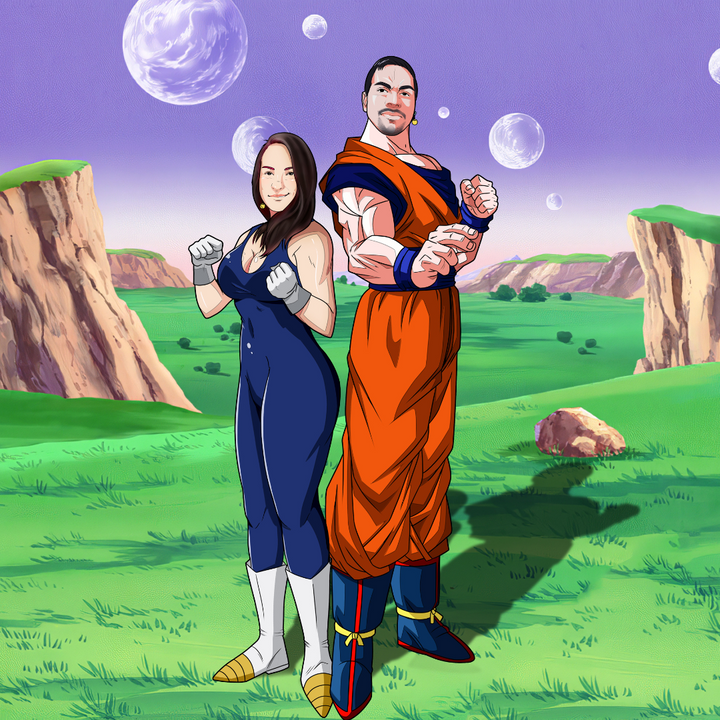 THE STRONGEST SAIYAN COUPLE - DRAGON BALL COUPLE CUSTOM DRAWING , Dragon Ball, Dragon Ball Custom Anime Portrait, Dragon Ball Custom Drawing, Dragon Ball Z, Goku, product:turn-me-saiyan, Vegeta