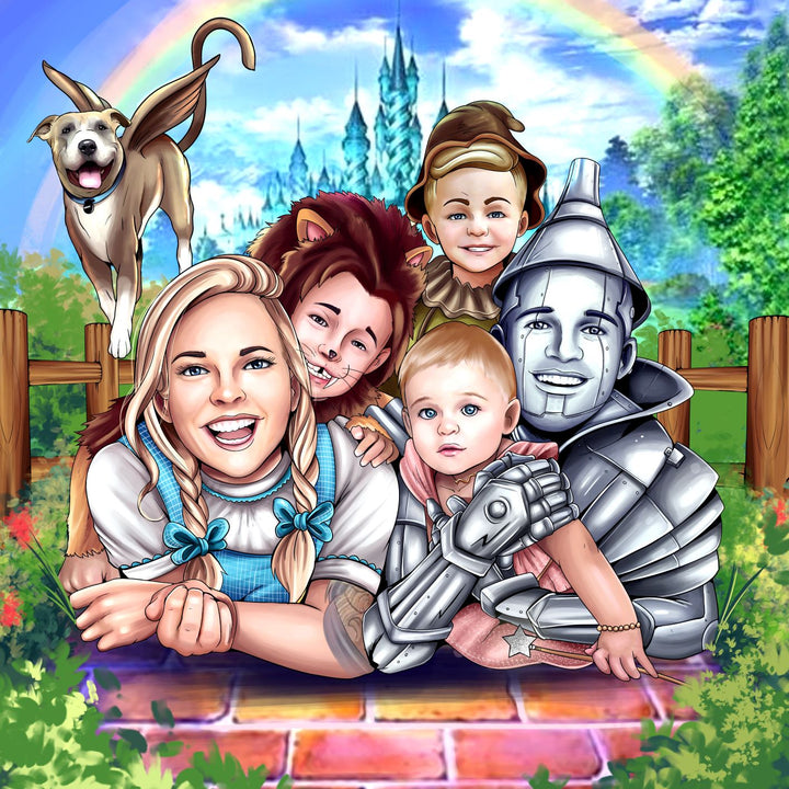 Chaos & Love - The Wizard of Oz Family Portrait Illustration , Chaos & Love, Chaos & Love - The Wizard of Oz Family Portrait Illustration, product:turn-me-other, The Wizard of Oz, The Wizard of Oz Family Portrait Illustration