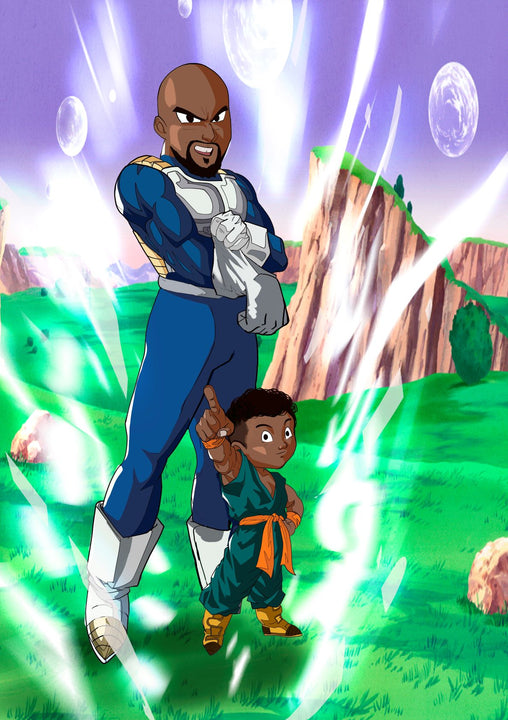 Like Father Like Son - Dragon Ball Family Portrait Illustration , Dragon Ball, Dragon Ball Family Portrait Illustration, Like Father Like Son, product:turn-me-saiyan, Trunks, Vegeta