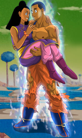 The Most Cherished Christmas Present - Dragon Ball Couple Illustration , Chi Chi, Dragon Ball, Dragon Ball Couple Illustration, Goku, product:turn-me-saiyan, Saiyan couple, The Most Cherished Christmas Present