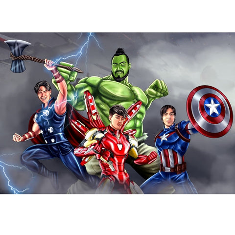 THE AVENGER - MARVEL HEROES CUSTOM ARTWORK , Avenger, Captain America, Hulk, Iron Man, Marvel Custom Anime Portrait, Marvel Custom Drawing, Marvel Hero, Marvel Universe, product:turn-me-marvel-hero, Thor