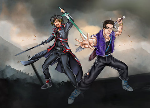 We Are One - Dragon Ball - Sword Art Online Team Portrait Illustration , Dragon Ball, Kirito, product:turn-me-other, Sword Art Online, Sword Art Online Team Portrait Illustration, Trunks, We Are One