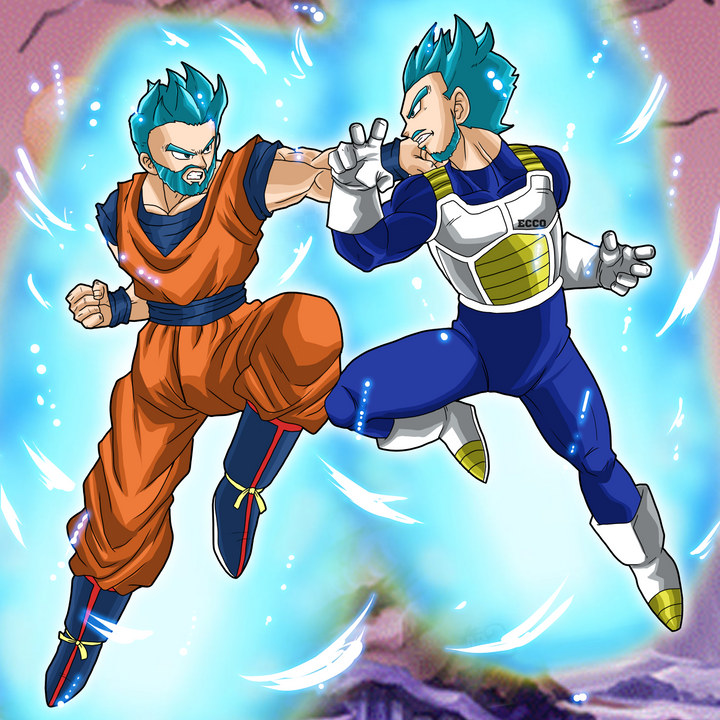 Close Match - Dragon Ball Family Portrait Illustration , Close Match, Dragon Ball, Family Portrait Illustration, Goku, product:turn-me-saiyan, Vegeta