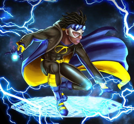 STATIC SHOCK - DC CUSTOM ARTWORK , DC Custom Drawing, DC Customized Portrait, DC hero, DC Universe, product:turn-me-dc-hero, Static Shock