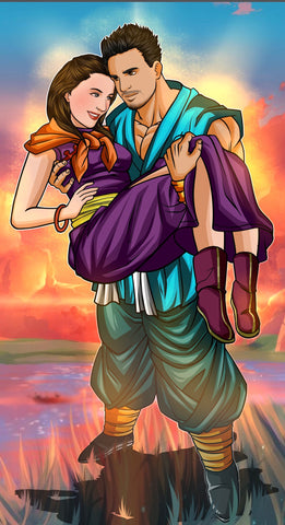 ONE SOUL IN TWO BODIES  - DRAGON BALL COUPLE CUSTOM ARTWORK , Anime Couple portrait, Couple Custom Drawing, Couple Portrait, Dragon Ball Couple Custom Drawing, Dragon Ball Couple Illustration, Goku, Goku SS4, product:turn-me-saiyan, Saiyan couple