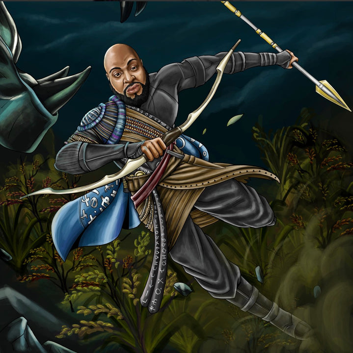 WAKANDA FOREVER - BLACK PANTHER CUSTOM BACKGROUND , Black Panther, Marvel Hero, Marvel Personalized Digital Portraits, Marvel Universe, product:turn-me-marvel-hero, Wakanda Warrior