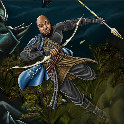 WAKANDA FOREVER - BLACK PANTHER CUSTOM BACKGROUND , Black Panther, Marvel Hero, Marvel Personalized Digital Portraits, Marvel Universe, product:turn-me-marvel-hero, Wakanda Warrior