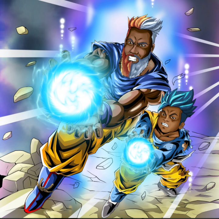 FOLLOW MY EXAMPLE - DRAGON BALL CUSTOM ARTWORK , Dragon Ball, Dragon Ball Cartoon Illustration, Dragon Ball Custom Drawing, Dragon Ball Digital Portraits, Gohan, Goku, Goku SS4, product:turn-me-saiyan