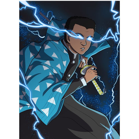 DON'T GIVE UP - ZENITSU CUSTOM ARTWORK , Demon Slayer, Demon Slayer Anime Portrait, product:turn-me-demon-slayer, Zenitsu