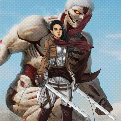 BEAUTIFULLY CRUEL WORLD - ATTACK ON TITAN CUSTOM ARTWORK , Attack on Titan, Attack on Titan Custom Drawing, Mikasa, Mikasa Ackerman, product:turn-me-other