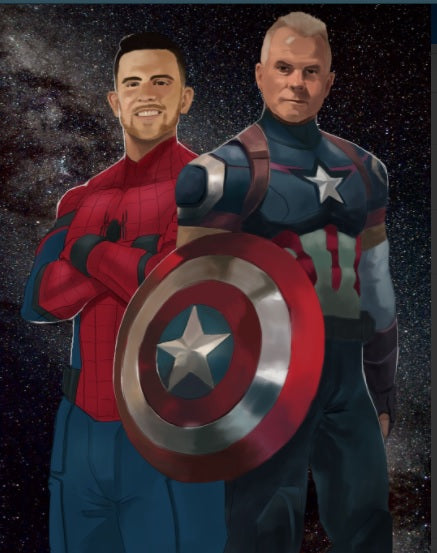 FATHERHOOD - MARVEL CUSTOM ARTWORK , Marvel Hero, Marvel hero Customized Portrait, Marvel Personalized Digital Portraits, Marvel Universe, product:turn-me-marvel-hero