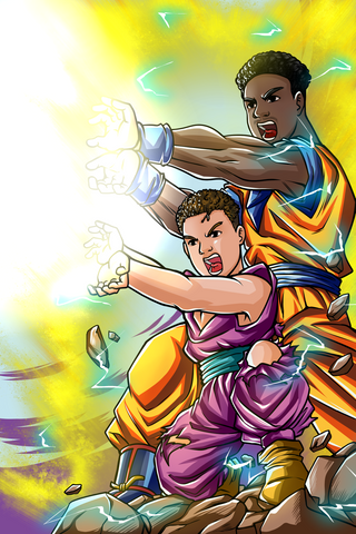 Together Strength - Dragon Ball Family Portrait Illustration , Dragon Ball, Dragon Ball Family Portrait Illustration, Gohan, Goku, product:turn-me-saiyan, Together Strength