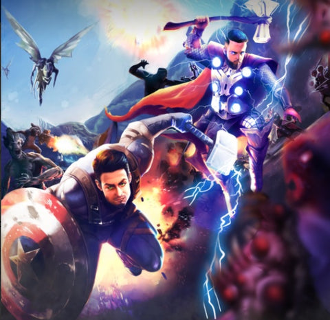 FIGHT FOR THE EARTH - MARVEL HERO CUSTOM ARTWORK , Captain America, Marvel Custom Drawing, Marvel Hero, Marvel hero Customized Portrait, Marvel Personalized Digital Portraits, Marvel Universe, product:turn-me-marvel-hero-gold, Thor