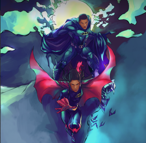 FALLING IN LOVE - COUPLE CUSTOM ARTWORK , Batman, Batwoman, Couple Custom Drawing, Couple Portrait, DC Couple portrait, product:turn-me-dc-hero