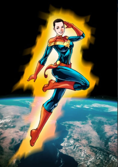 ALWAYS WANTED TO FLY - MARVEL CUSTOM ARTWORK , Captain Marvel, Marvel Custom Drawing, Marvel Hero, Marvel hero Customized Portrait, Marvel Personalized Digital Portraits, Marvel Universe, product:turn-me-marvel-hero