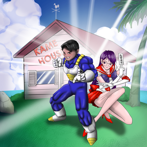 Our House - Dragon Ball - Sailor Moon - Couple portrait , Couple Portrait, Dragon Ball, Our House, product:turn-me-saiyan, Sailor Mars, Sailor Moon, Vegeta