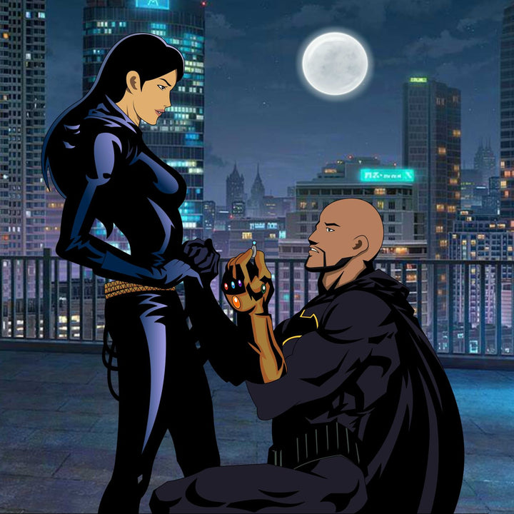 The Most Romantic Proposal - Couple Portrait , Batman, Catwoman, Couple Portrait, DC Universe, product:turn-me-dc-hero, The Most Romantic Proposal