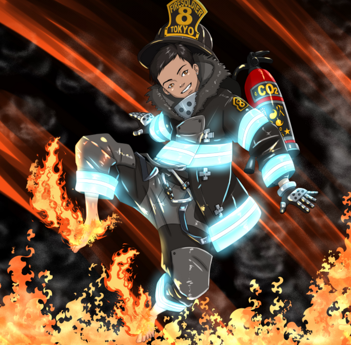 FIREY SMILE - FIREFORCE CUSTOM ARTWORK , Fire Force, Fire Force Personalized Digital Portraits, product:turn-me-other, Shinra
