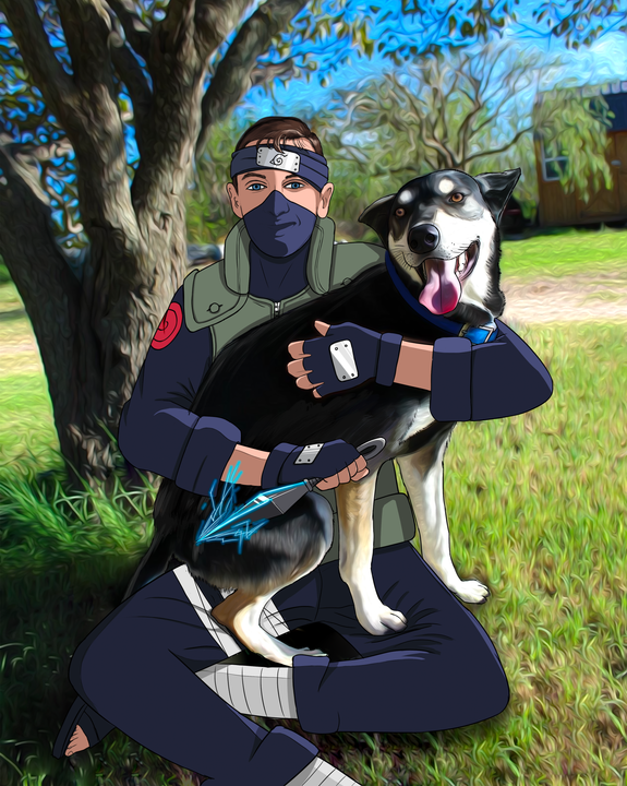 Faithful Friend - Naruto Cartoon Illustration , Faithful Friend, Kakashi, naruto, Naruto Cartoon Illustration, product:turn-me-ninja