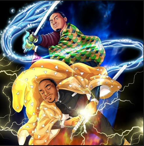 FEEL THE RAGE - DEMON SLAYER CUSTOM ARTWORK , Demon Slayer, Demon Slayer Anime Portrait, Giyu Tomiokua, Kimetsu no Yaiba, Kimetsu no Yaiba Custom Anime Portrait, Kimetsu no Yaiba Custom Drawing, KnY, product:turn-me-demon-slayer, Zenitsu Agatsuma