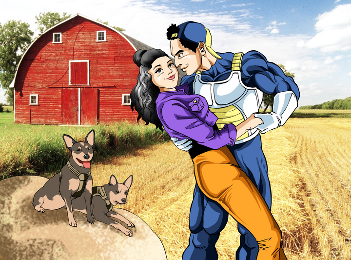 True Love - Dragon Ball Couple Portrait , Bulma, Dragon Ball, Dragon Ball Couple Portrait, product:turn-me-saiyan, True Love, Vegeta