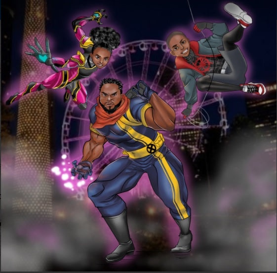 THE STRENGTH OF FAMILY - MARVEL CUSTOM ARTWORK , Family Portrait Illustration, Marvel Hero, Marvel hero Customized Portrait, Marvel Personalized Digital Portraits, Marvel Universe, product:turn-me-marvel-hero