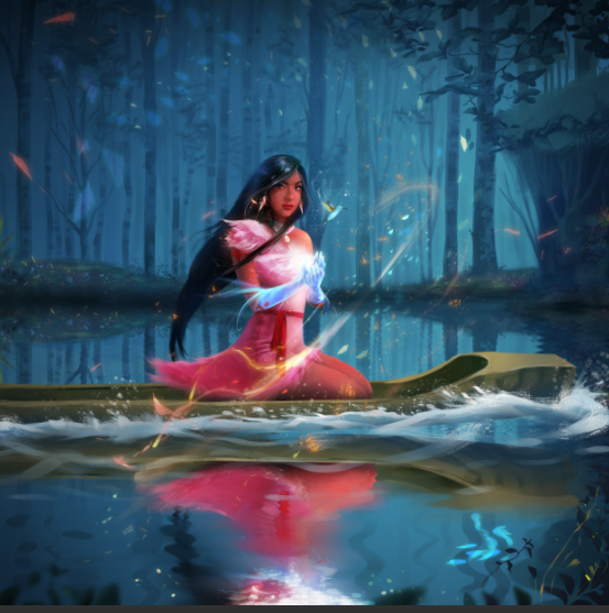 AROUND THE RIVERBEND - DISNEY CUSTOM ARTWORK , Disney, Disney Princess, Pocahontas, product:turn-me-other-gold