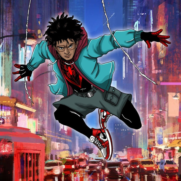 STAY IN THE AIR - SPIDERMAN CUSTOM PORTRAIT , Marvel Hero, Marvel hero Customized Portrait, Miles Morales, product:turn-me-marvel-hero, Spiderman