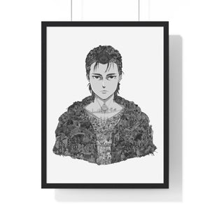 EREN YEAGER BLACK & WHITE FRAMED POSTER EREN YEAGER BLACK & WHITE FRAMED POSTER