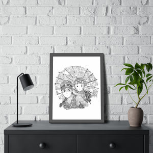 GRAVE OF THE FIREFLIES BLACK & WHITE FRAMED POSTER GRAVE OF THE FIREFLIES BLACK & WHITE FRAMED POSTER