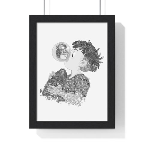 PONYO BLACK & WHITE FRAMED POSTER
