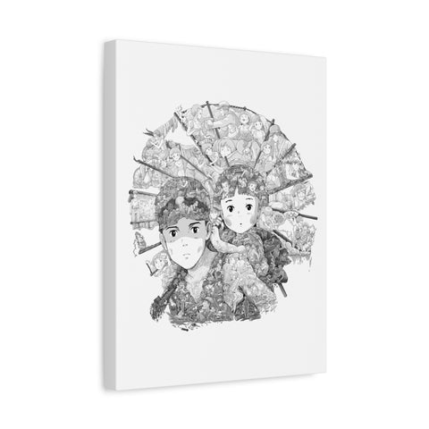 GRAVE OF THE FIREFLIES BLACK & WHITE CANVAS