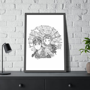 GRAVE OF THE FIREFLIES BLACK & WHITE FRAMED POSTER GRAVE OF THE FIREFLIES BLACK & WHITE FRAMED POSTER
