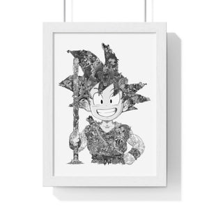 KID GOKU BLACK & WHITE FRAMED POSTER KID GOKU BLACK & WHITE FRAMED POSTER