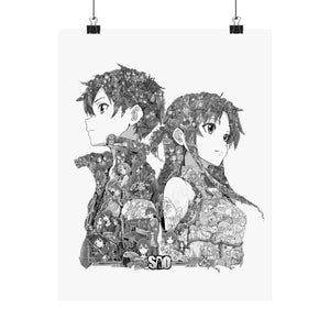 KIRITO ASUNA BLACK & WHITE POSTER KIRITO ASUNA BLACK & WHITE POSTER
