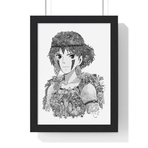 PRINCESS MONONOKE BLACK & WHITE FRAMED POSTER PRINCESS MONONOKE BLACK & WHITE FRAMED POSTER