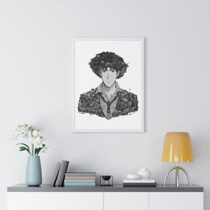SPIKE SPIEGEL BLACK & WHITE FRAMED POSTER SPIKE SPIEGEL BLACK & WHITE FRAMED POSTER