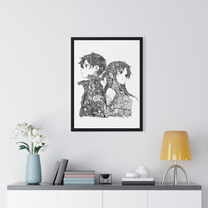 KIRITO ASUNA BLACK & WHITE FRAMED POSTER KIRITO ASUNA BLACK & WHITE FRAMED POSTER