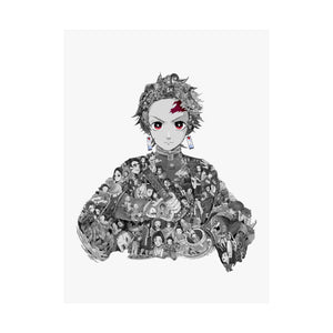 TANJIRO BLACK & WHITE POSTER (Colored Eyes) TANJIRO BLACK & WHITE POSTER (Colored Eyes)
