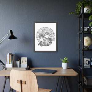 GRAVE OF THE FIREFLIES BLACK & WHITE FRAMED POSTER GRAVE OF THE FIREFLIES BLACK & WHITE FRAMED POSTER