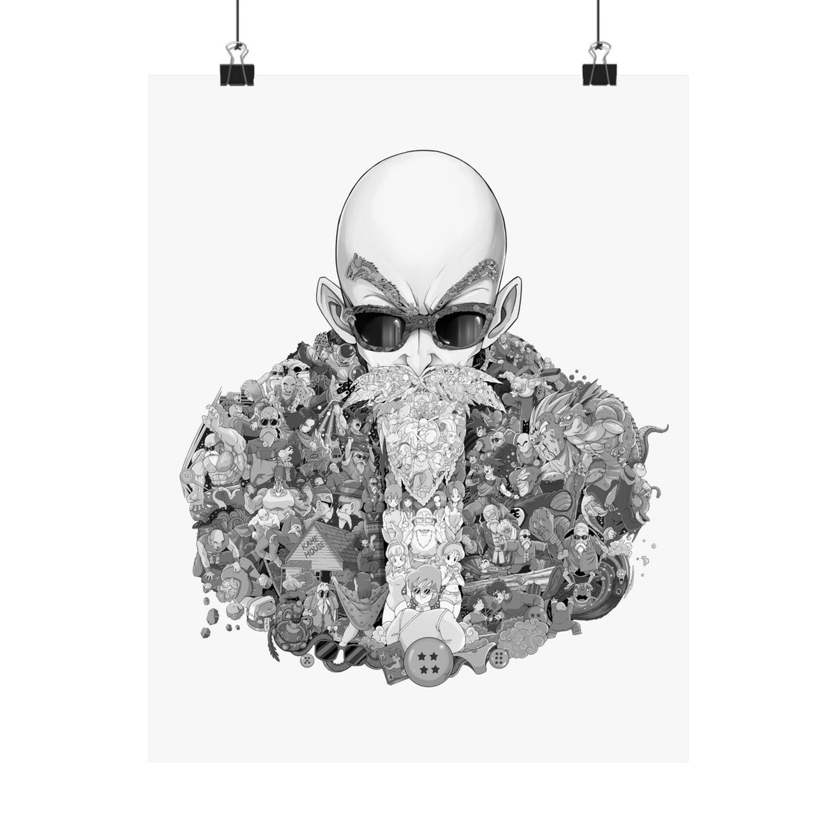 MASTER ROSHI BLACK & WHITE POSTER