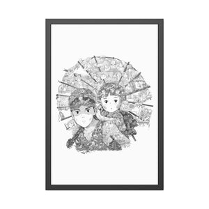 GRAVE OF THE FIREFLIES BLACK & WHITE FRAMED POSTER GRAVE OF THE FIREFLIES BLACK & WHITE FRAMED POSTER