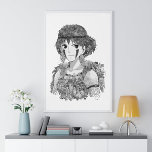 PRINCESS MONONOKE BLACK & WHITE FRAMED POSTER PRINCESS MONONOKE BLACK & WHITE FRAMED POSTER