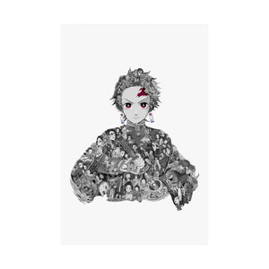 TANJIRO BLACK & WHITE POSTER (Colored Eyes) TANJIRO BLACK & WHITE POSTER (Colored Eyes)