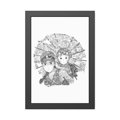 GRAVE OF THE FIREFLIES BLACK & WHITE FRAMED POSTER